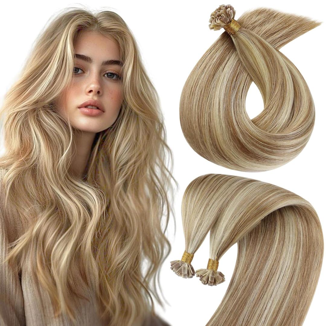 Sunny Hair K Tips Hair Extensions Human Hair Light Brown Mix Platinum Blonde Fusion Hair Extensions Soft Ktip Human Hair Extensions 20inch 50g Sunny Hair K Tips Hair Extensions Human Hair Light Brown Mix Platinum Blonde Fusion Hair Extensions Soft Ktip Human Hair Extensions 20inch 50g