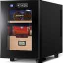 NEEDONE Humidor 16L, Electric Cooler Humidors for 100 Counts, Electronic Cabinet with Cooling Control, Spanish Cedar Wood Drawer Shelves, Digital Hygrometer Displays, Gift for Men