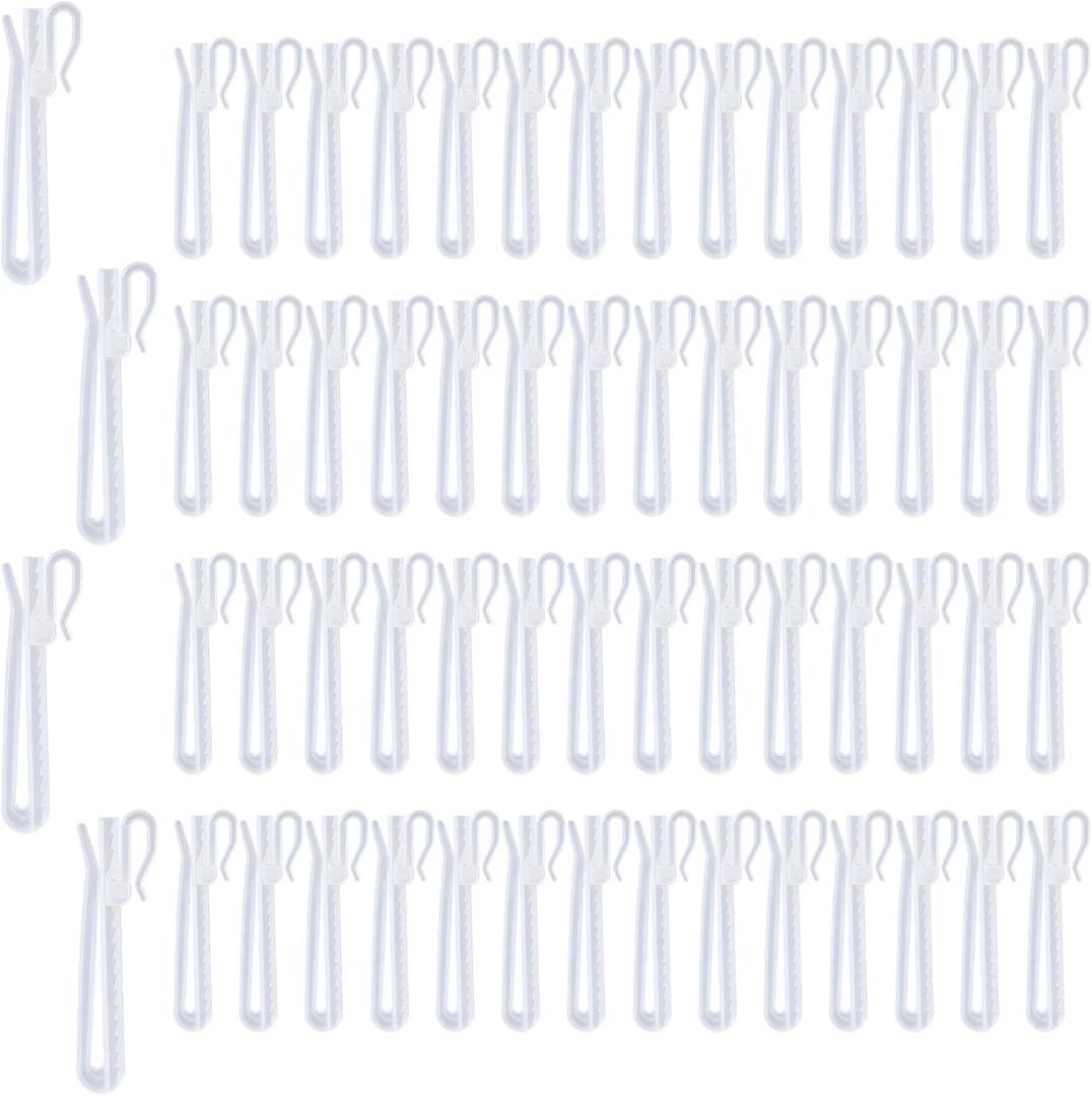 Plastic Curtain Hooks, Adjustable Pinch Pleat Hooks, Ratchet System Pinch Pleat Curtain Hooks for Window Curtain, Door Curtain and Shower Curtain (60PCS)