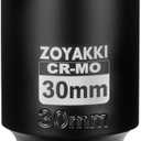 1/2" Drive x 30 mm Deep 6 PT Impact Socket, CR-MO,1/2-inch Drive 6 Point Axle Nut Socket for Easy Removal of Axle Shaft Nuts (Metric 30MM)
