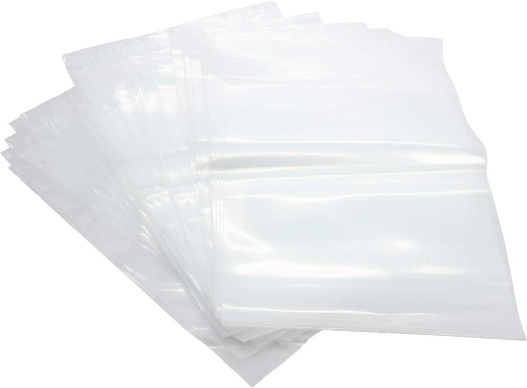 100 Pack Rok Hardware Heavy Duty 8" x 10" Resealable 4Mil Thick Writable Dispenser Plastic Big Clear Poly Zip Food Safe Storage Bags, Large RZ4R810