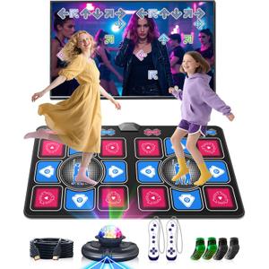 Dance Mat for Kids and Adults: 2-Player Electronic Dance Pad with HDMI for TV - Wireless Musical Exercise Game - Great for Party Fun & Birthday Gifts for Girls & Boys Ages 6+ (Purple)