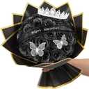 Waipfaru Glitter Roses Bouquet,Birthday Gifts for Women Mom,DIY Fake Flowers Bouquet with Birthday Stand-Up Signs,36 Black Rose for Grandma Wife Friends