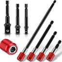 2 x 4 Pcs Magnetic Drill Bit Extension Set, 2, 4, 6, 12-inch Holders & Impact Socket Adapters (1/4", 3/8", 1/2") - Steel, Compatible with Most Power Drills