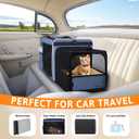 Side Expandable Extra Large Cat Carrier with Litter Box, Blue