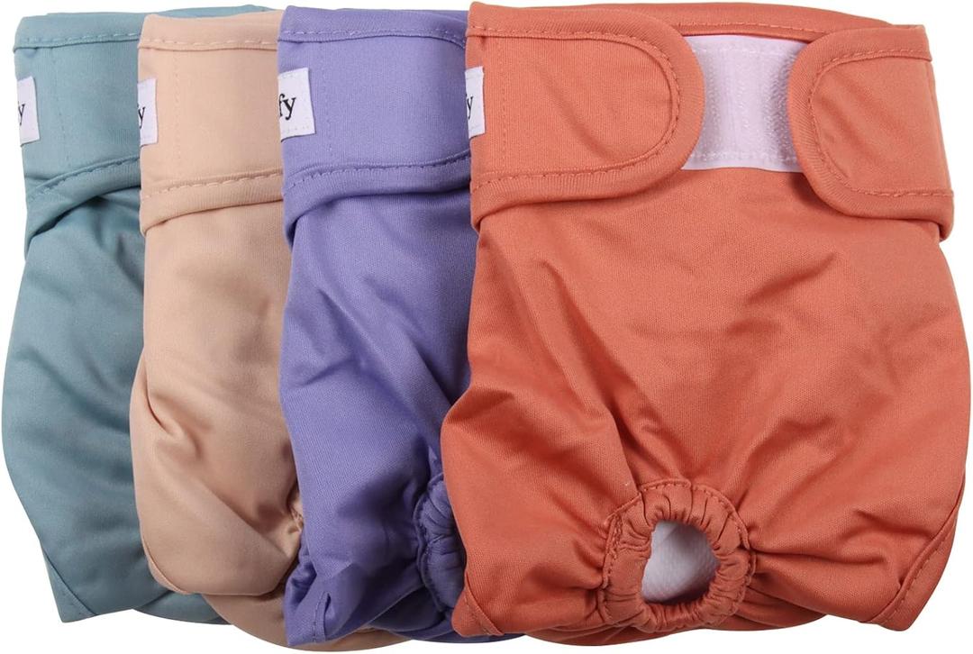 Vecomfy Reusable Female Dog Diapers for Large Dogs,(4 Pack) Easy Absorbent Medium Doggie Diapers for Peeing,in Heat,Dog Period Panties,XL