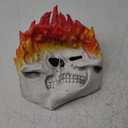 Flame Skull Halloween Mask - Realistic Latex Full Head Skeleton Mask with Flame Hair