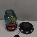 Solar Hummingbird Feeder - 49 fl.oz Hand Blown Glass Color Changing - 7 Feeding Ports with Perch - Never Leak - Perfect Hummingbird Feeder for Outdoors Hanging (Blue)