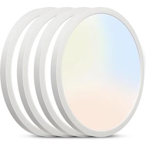 SunRider 4-Pack LED Flush Mount Ceiling Lights, Dimmable 5CCT Selectable 2700K-6000K, 12inch 20W 2000LM Bedroom Round Flat Light Fixture, 200W Equiv. (White)