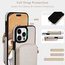 Keallce Wallet Case for iPhone 14 Pro Max 6.7'', Crossbody Zipper Purse with RFID Blocking Cover for iPhone 14 Pro Max, Card Slots Kickstand and Lanyard & Handstrap Case, Beige