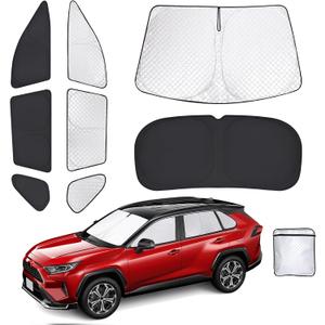 ZATOOTO Car Window Shades for Toyota RAV4 2019-2024, Full Coverage Car Sun Shade for Side Window & Windshield |6-Layer Thickened|Ultra-bright Reflection| Extreme Cooling & Blackout Privacy for Camping