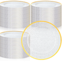 Clear Charger Plates Bulk 100, Round Plate Chargers with Gold Rim | 13" Plate Charger for Dinner Plates, Beaded Charger Plates Bulk Wedding, Plastic Table Chargers for Party, Banquet, Christmas