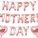Rose Gold Happy Mothers Day Balloons,16 Inch Mother's Day Balloons Rose Gold Heart Ballons for Mothers Day Party Decorations for Hotel Bedroom Office Classroom Indoor