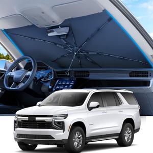 REEVAA 2025 Upgraded Truck Windshield Sun Shade Umbrella [99% Sun Protection & Keep Cool] Protect Interior, 360 Flex Handle Sun Shield Sunshade, X-Large (61''x39'') for Full-Size Truck/MPV Car