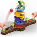 Dinosaur Ball Drop Toy for 3 4 5 6 7 8 Years Old Kids, Dino Spin Twister Toddlers Toy, Shoot Balls Toddler Montessori Toys Gifts for 3-6 Year Old Boys Girls, 2 Players PK Mode