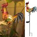 Tryme Rooster Solar Lights Outdoor Decorative Garden Statue Gifts for Chicken Lovers Women Mother Metal Yard Art for Lawn