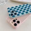 Akeivare for iPhone 14 Pro Max Case Cute Checkerboard Checkered Pattern Trendy Slim Fit TPU Silicone Aesthetic for Women Girl Shockproof Full Camera Protection Cover - Colorful