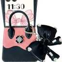 Yohulod for Galaxy Z Flip 7 Case with Long Strap & Chain, Cute Shape Design Z Flip 7 Phone Case for Women Girls, Shockproof PU Leather Case for Samsung Galaxy Z Flip 7 Black