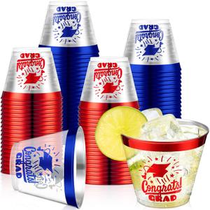 Yinder 100 Pcs Class of 2026 Celebration 9 oz Plastic Graduation Disposable Cups with Rim for Graduation Party Tableware Drinkware Drinking Tumbler Grad Graduate Party Supplies