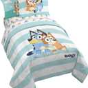 Jay Franco Bluey & Bingo 5 Piece Twin Size Bed Set Includes Comforter & Sheet Set, Super Soft Kids Bedding Fade Resistant Microfiber Official Bluey Product