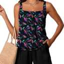 Summer Mae Blouson Womens Tankini Swimsuits 2026 Modest Tummy Control Bathing Suits Swim Shorts with Pockets for Beach, Size: 14