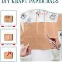 Bakepacker 100-Pack Wide Large Size Paper Bags With Handles Bulk 12.6"x4.3"x10" Brown Party Kraft Shopping Bags