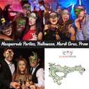 2 x Lace Masquerade Mask for Women - Venetian Party, Prom, Mardi Gras, Halloween (One Size, Phantom Green Olive)