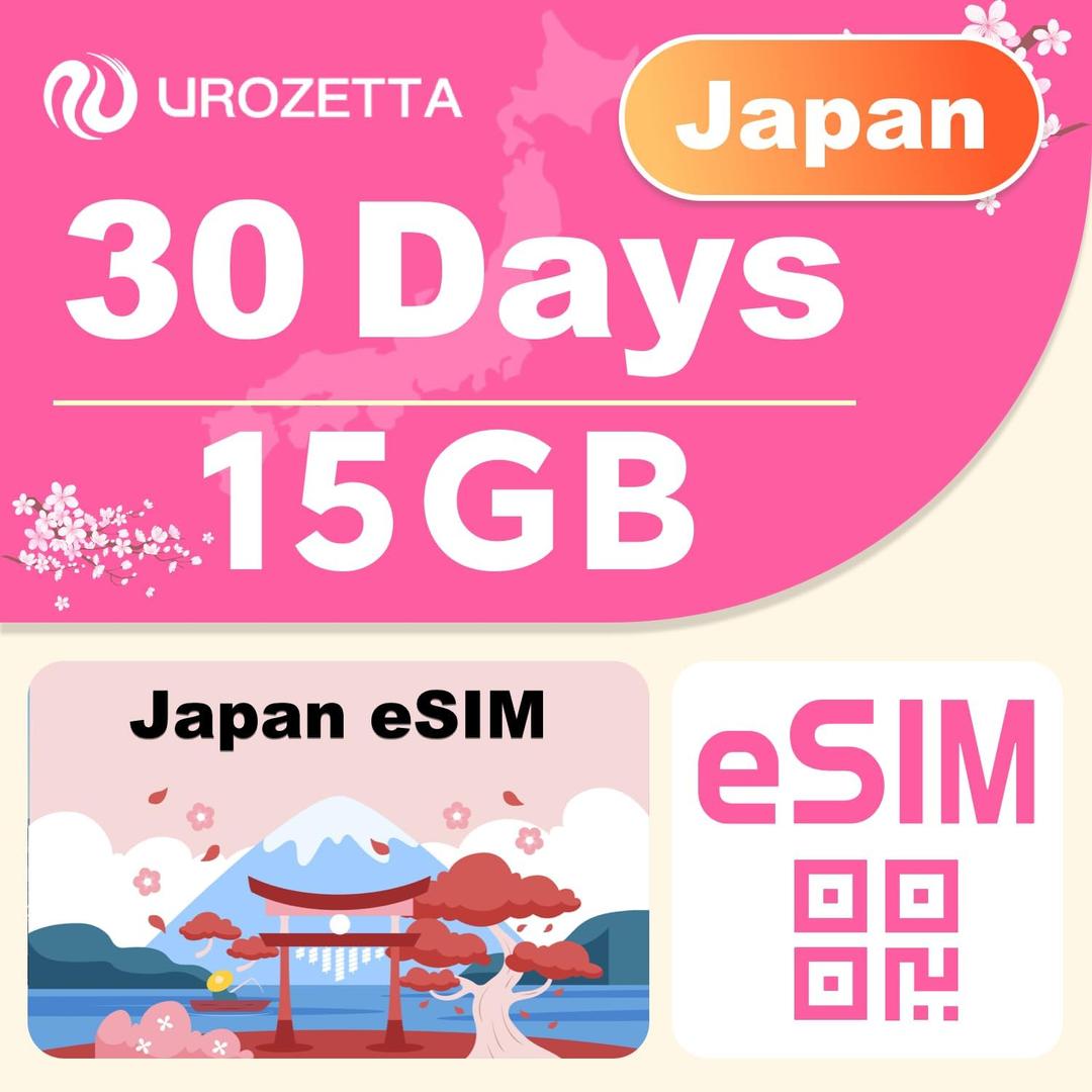 Japan eSIM 30 Days 15GB, 4G LTE High Speed Network for eSIM Compatible Unlocked Phones, High Coverage Multi-Carrier, Easy Activation, Hotspot tethering Supported, No Contract No SIM Card