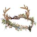 MOSTORY Woodland Gold Antler Crown - Forest Elf Headpiece Fairy Floral Circlet for Women Renaissance Fair Halloween Renfaire Cosplay Photo Shoot