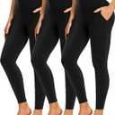 NEW YOUNG 3 Pack Leggings with Pockets for Women, High Waisted Tummy Control Workout Yoga Pants, Large-X-Large