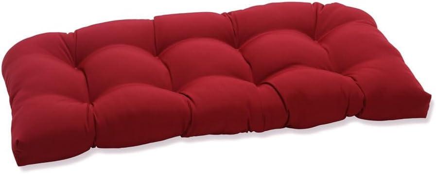 Pillow Perfect Pompeii Solid Indoor/Outdoor Wicker Patio Sofa/Swing Cushion Tufted, Weather and Fade Resistant, 19" x 44", Red