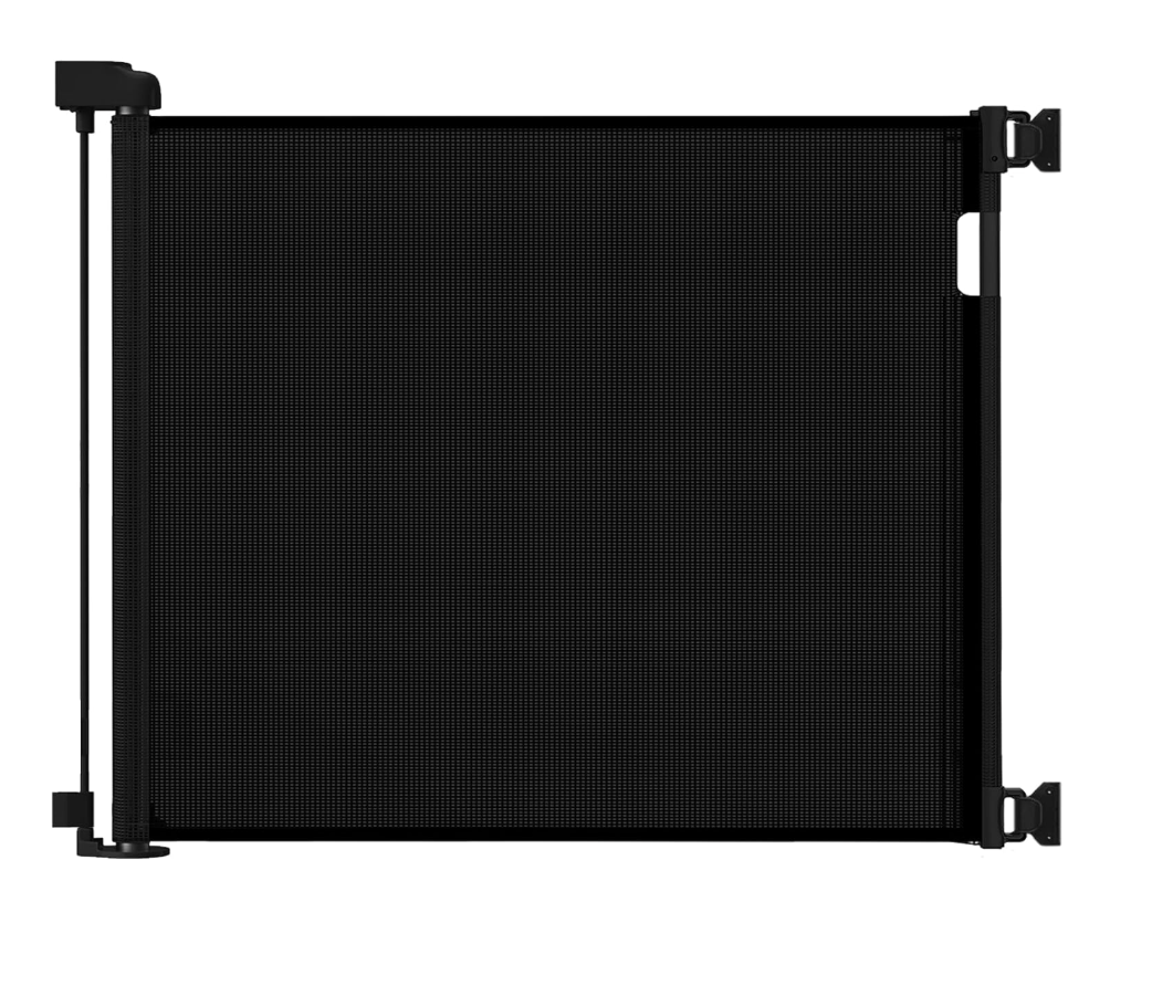 Retractable Dog Gate for Doorways and Stairs, Mesh Safety Gate for Pet, Indoor & Outdoor Use, One-Hand Operation, Easy Installation, Black