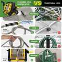100FT Stainless Steel Garden Hose 304 Metal Water Hose, Flexible No Kink, Leak-Proof & Crush Resistant, Lightweight with 7-Function Spray Nozzle, for Yard, RV, Car Wash