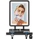 Heated Shower Mirror Fogless for Shaving 2025 New, 3 Colors Stepless Dimmable Lights Anti Fog Shower Mirror, Fog Free Mirror for Shaving with Razor Holder for Men, NO-Drilling, Removable - Black