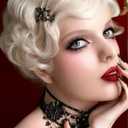 Short Blonde Finger Wave Wig for Women 1920s Curly Synthetic Flapper Wig Heat Resistant Side Part Vintage Halloween Cosplay Costume Hair Wigs