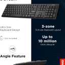 Lenovo 100 Wireless Compact Keyboard Cordless Keyboard for PC & Laptop with Windows Silent Keys Full-Size Layout with Numeric Keypad Plug & Play USB Receiver Portable, Black