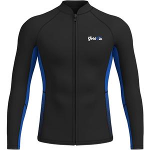 GoldFin Wetsuit Top Men, 2mm Wetsuits Jacket Long Sleeve Neoprene Tops for Water Sports Aerobics Diving Surfing Swimming (Large, Blue)