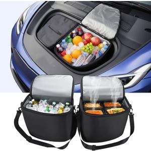 AYAMAYA Frunk Cooler Organizer for Tesla Model Y 2020-2025 | Portable Insulated & Leak Proof Front Trunk Storage Bags Coolers with Lid and Strap for Model Y Accessories, Set of 2