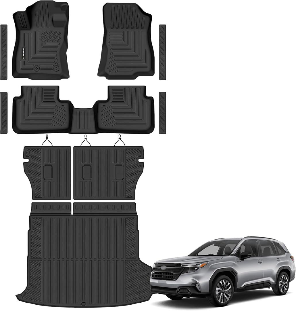 Floor Mats for 2026 2025 Subaru Forester Hybrid Upgrade Trunk Mat with Backrest Mat All Weather TPE Floor Liners Fit for 2026 Forester Anti-Slip Full Set Car Accessories (Not for Fuel)
