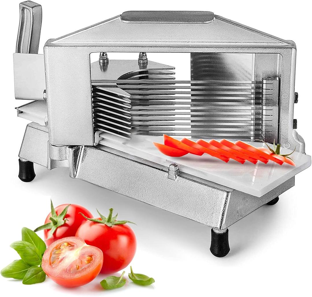VEVOR Commercial Tomato Slicer, 1/4 inch Tomato Cutter Slicer, Stainless Steel Heavy Duty Cutter Machine, Manual with Non-slip Feet, for Cutting Tomatoes, Cucumbers, Bananas