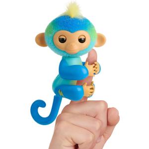 Fingerlings 2023 NEW Interactive Baby Monkey Reacts to Touch  70+ Sounds & Reactions  Leo (Blue)