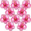 10Pcs Tropical Hibiscus Foil Balloons, Pink Hibiscus Flowers Balloon for Magic Theme Summer Hawaiian Luau Aloha Birthday Party Decorations