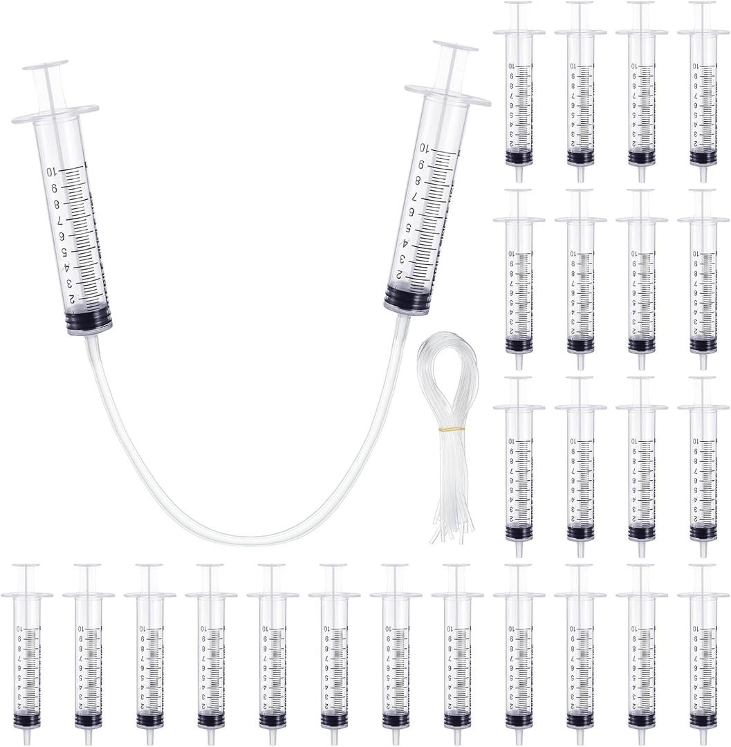 24 Pcs Hydraulic and Pneumatic Kit 10ml Plastic Syringe with 12 Pcs 20in Vinyl Handy Tubing for Science and Engineering Projects for Back to School Classrooms Scientific Labs