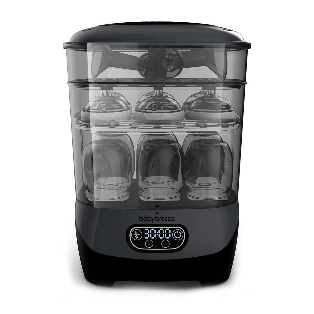 Baby Brezza Bottle Sterilizer and Dryer Advanced 33% Faster - Largest Capacity Steam Sanitizer - Universal Sterilization Machine for All Bottles + Pump Parts - HEPA Air Filter, Charcoal