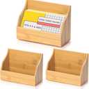 2 Pack Wood Index Card Holder 4x6 Inch Index Card Box Notecard Box Business Cards Organizer Post Cards Case Display Stand for Business Desk Office Home School Holds 300 Sheets