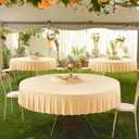 2 Pack Champagne Spandex Round Tablecloths 60 inch, Stretchy Fitted 5FT Table Cloths Wrinkle Free Round Table Covers with Skirt for Wedding Banquet Birthday Party Buffet Restaurant