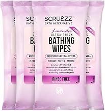 Extra Large Bath Wipes for Adults Bathing No Rinse - 40 Disposable Body Cleansing Wipes for Men, Women & Elderly - Great for Gym, Camping, Post Surgery - Shower Wipes - Lavender