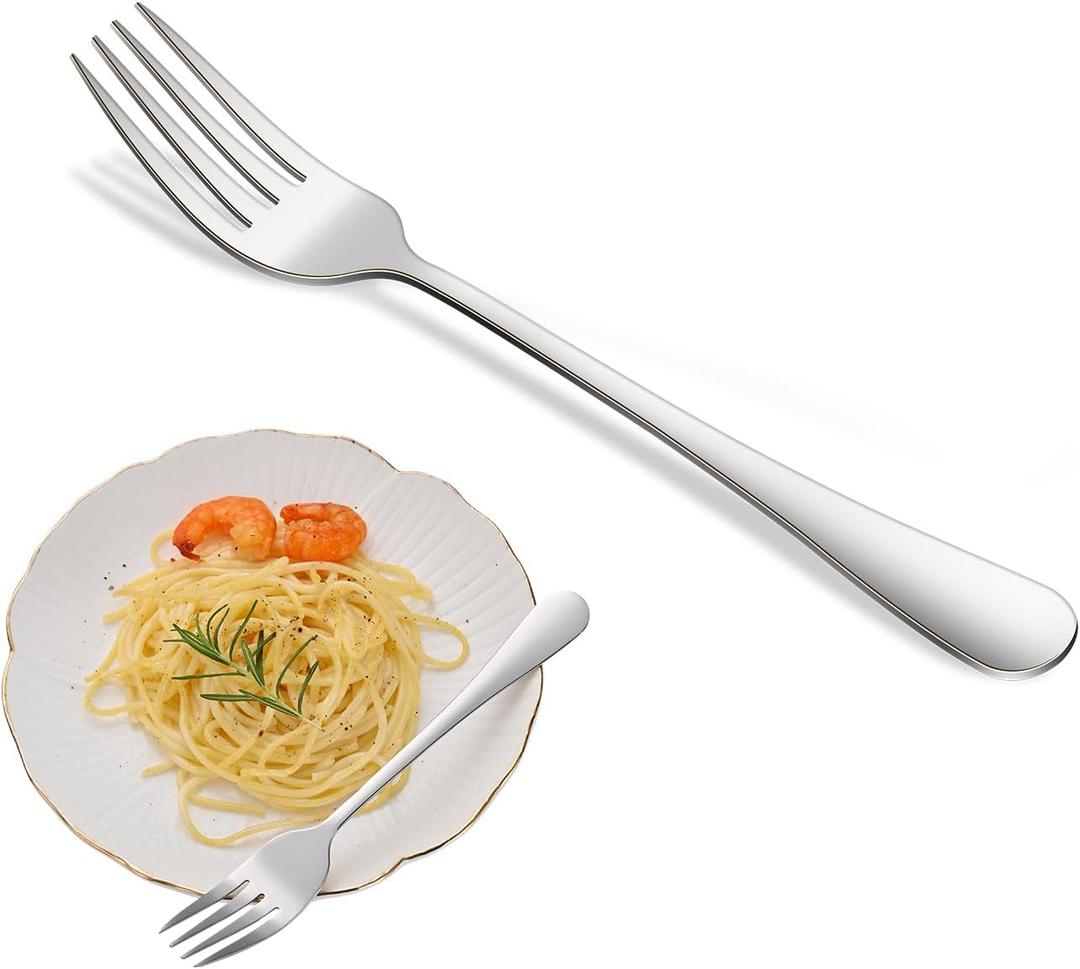 2 x Salad Forks Set,16-Piece 6.7 Inch Dessert Fork,Stainless Steel Tea Forks Set,Durable Dishwasher Safe Silverware Fork For Party Wedding Restaurant