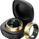 Smart Ring Fitness Tracker Heart Rate Monitor Sleep Tracker Gesture Control Fitness Rings Blood Pressure Pedometer Calories Step Counter Waterproof Health Smart Rings for Women Men with Charging Case (#9, Gold)