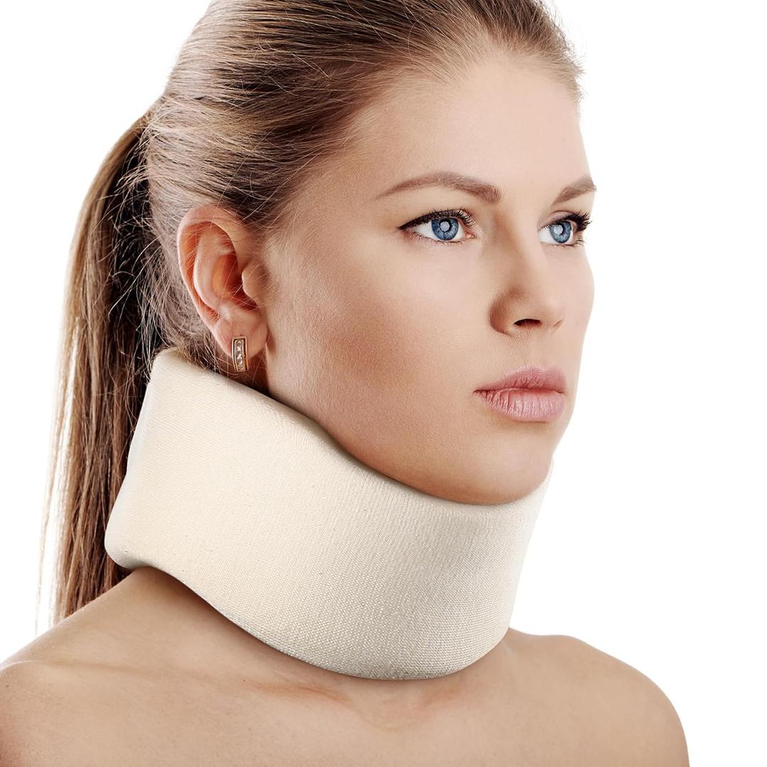 Soft Foam Neck Brace Universal Cervical Collar, Adjustable Neck Support Brace for Sleeping - Relieves Neck Pain and Spine Pressure, Neck Collar After Whiplash or Injury (3" Depth Collar, XL) 